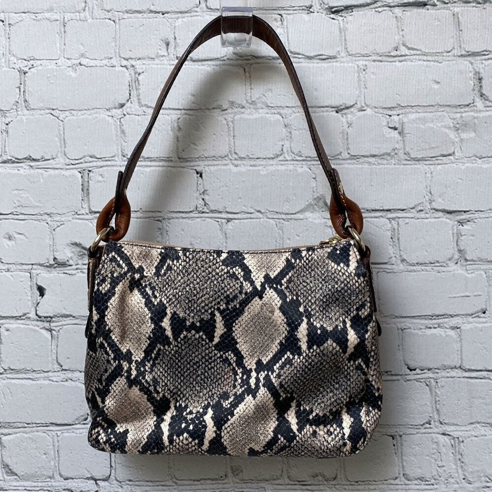 Kate Spade Handbag Python Sateen Brown Leather Tr… - image 6